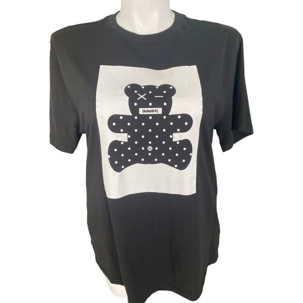 NWT XL IMMRTL Black White Polka Dot Bear Shirt Graphic Rock Tee T-shirt 100% Org